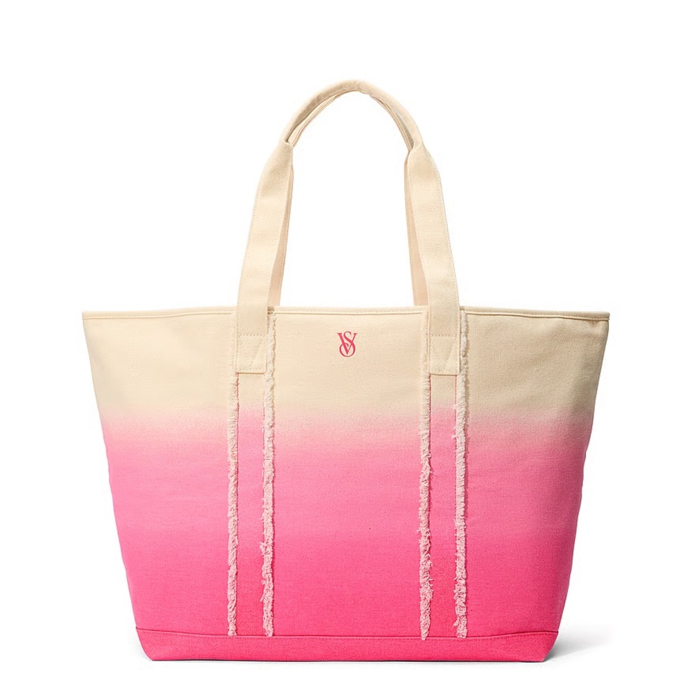 Victoria's Secret Ombré Pink and Cream Canvas Tote
